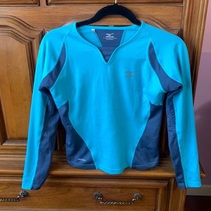 Mizuno Athletic-wear Blue Long Sleeve Shirt, Size XS